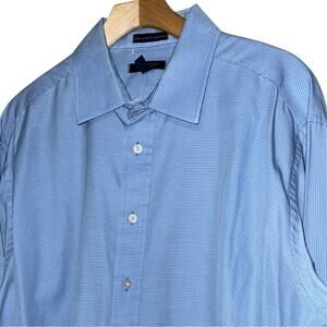 Burberry Vintage USA Men’s 17 33 Blue Micro Stripe Long Sleeve Button Down Shirt